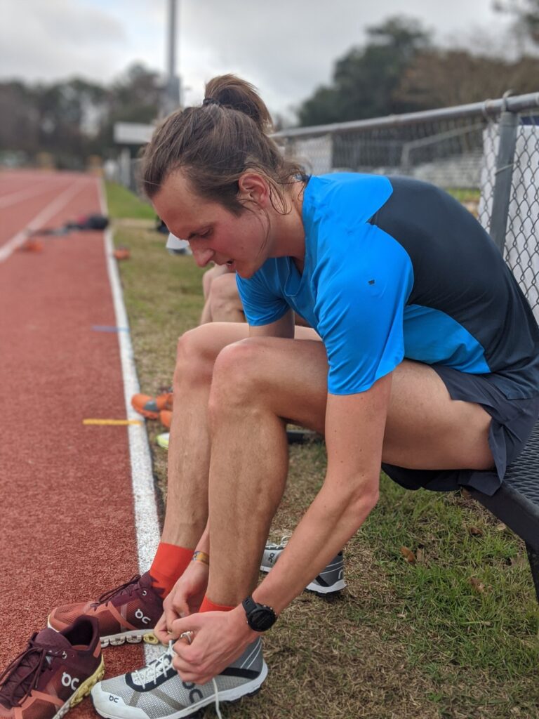 Joe preparing to execute one of the workouts for 5k racing.