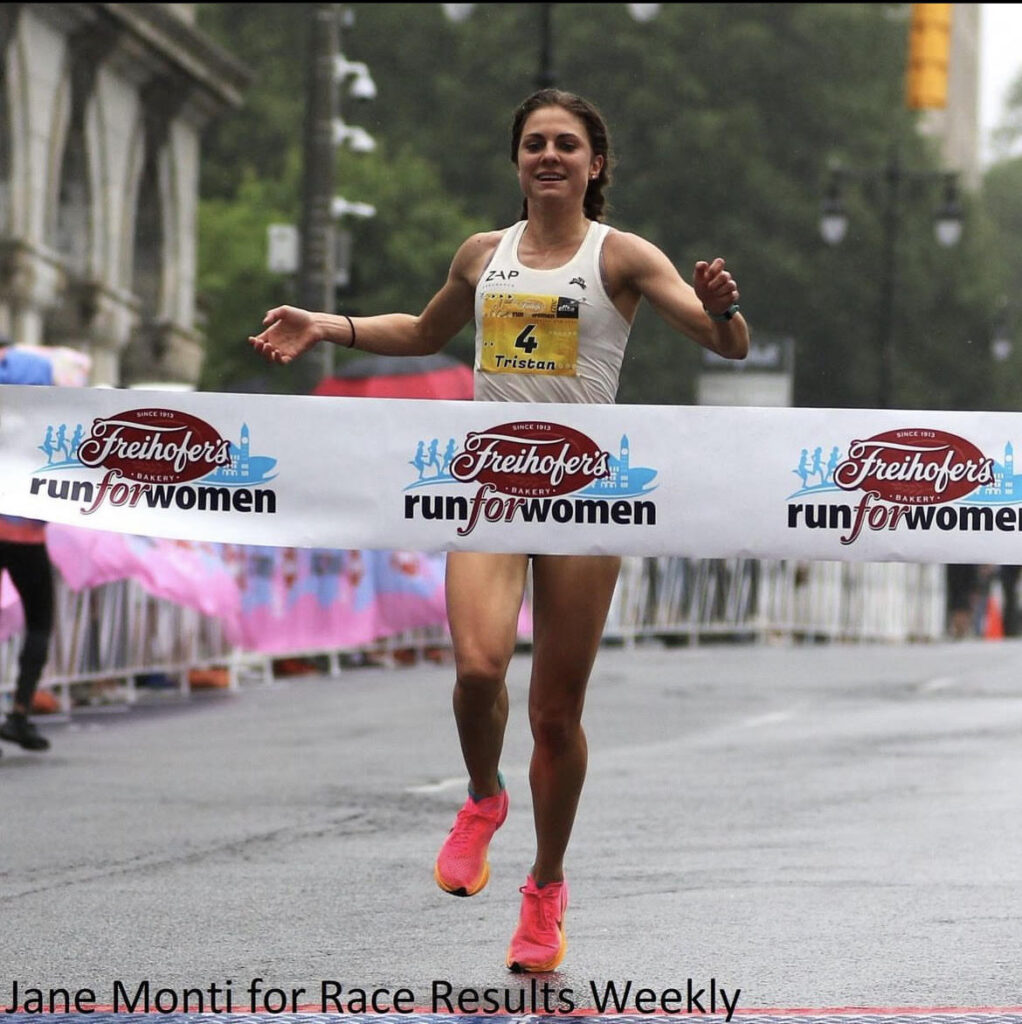 Tristin winning the Freihofer's Run.